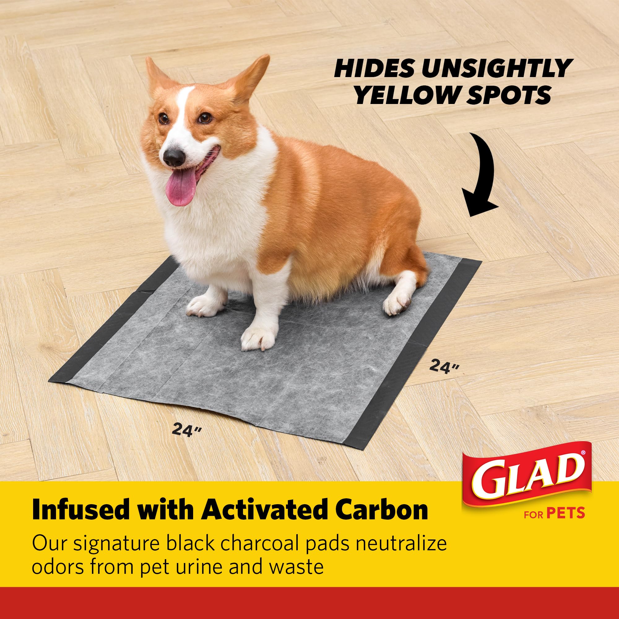 Glad for Pets XL 24x24 pad suitable for large spaces.