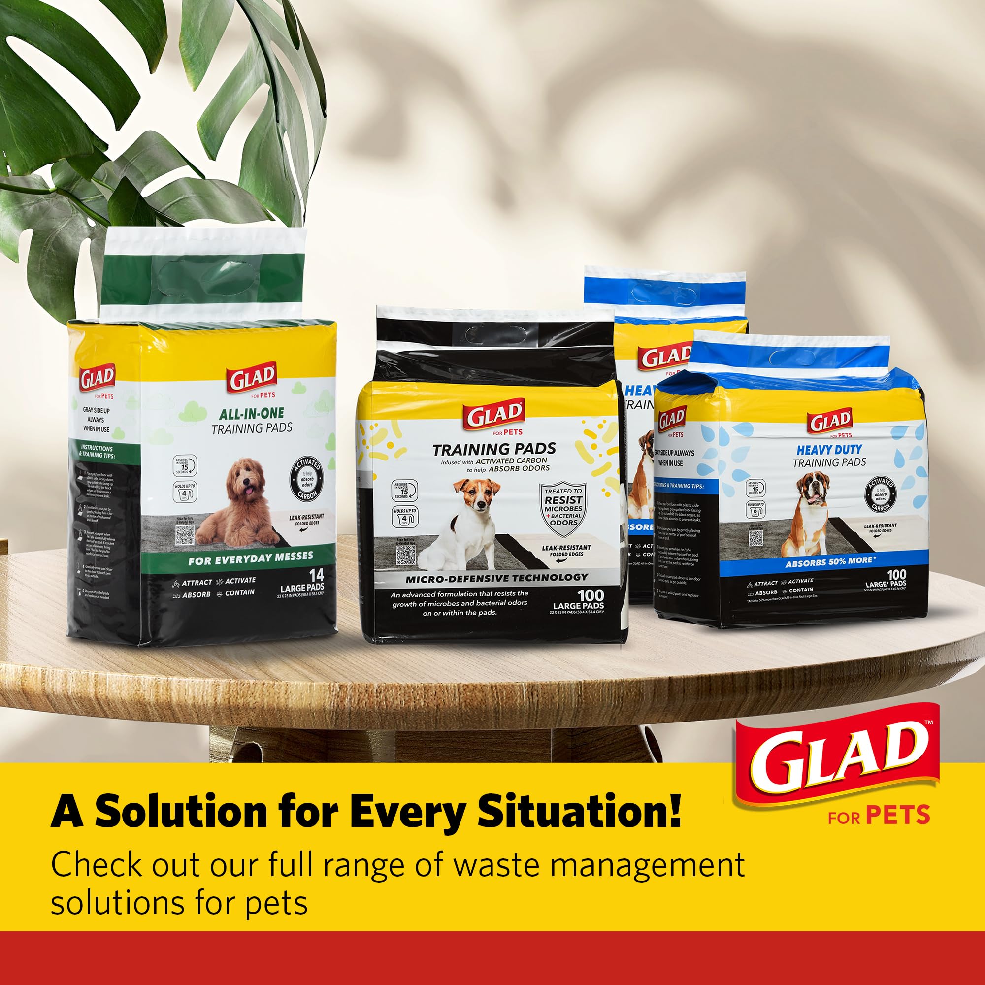 Glad for Pets 28x30-inch pad in use under feeding area for floor protection.