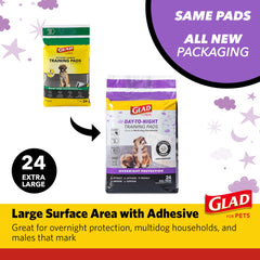 Glad puppy pad with leak-proof backing secured on floor