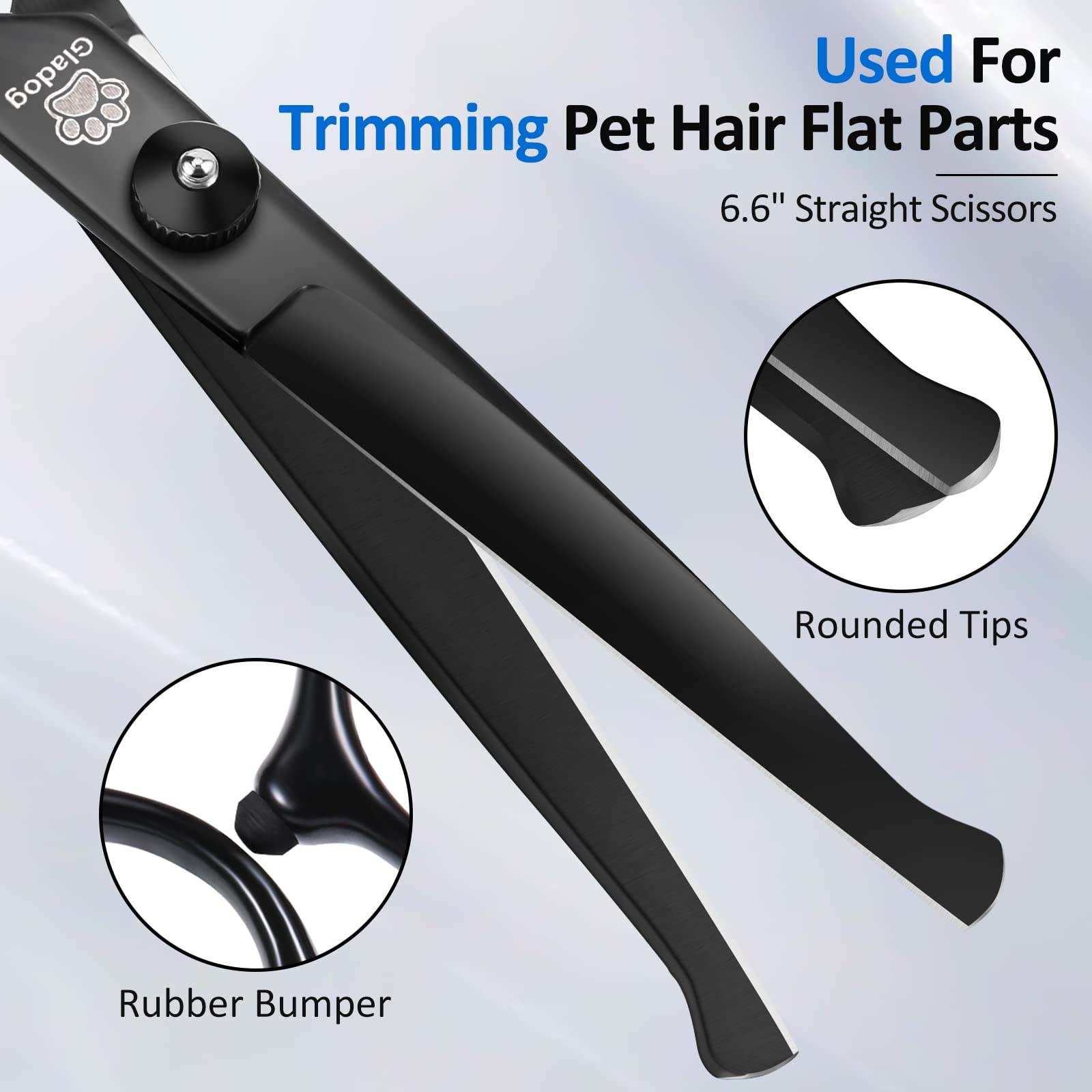 GLADOG straight grooming scissors deliver clean cuts through coat.