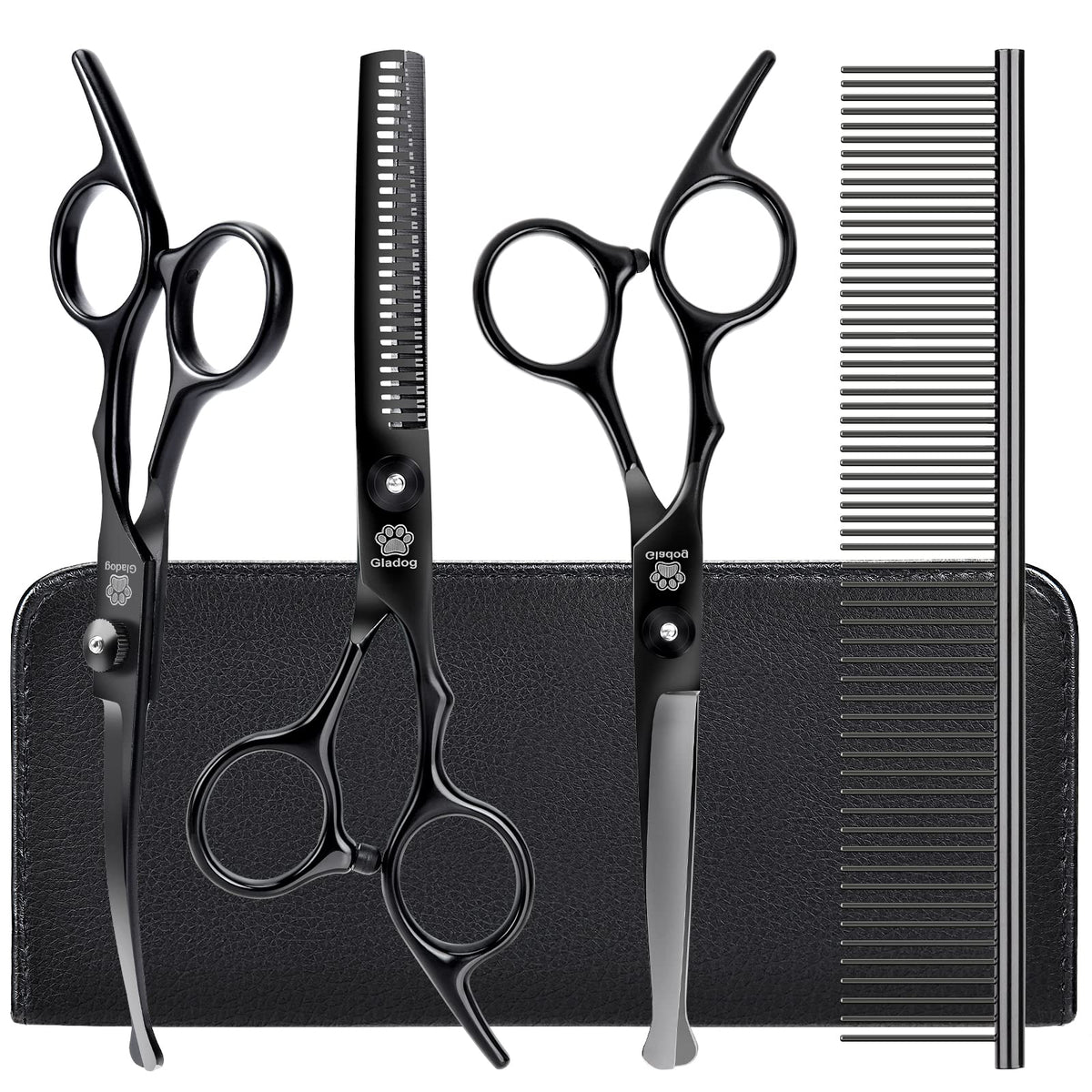 GLADOG thinning scissors in use for precise fur thinning and even texture.