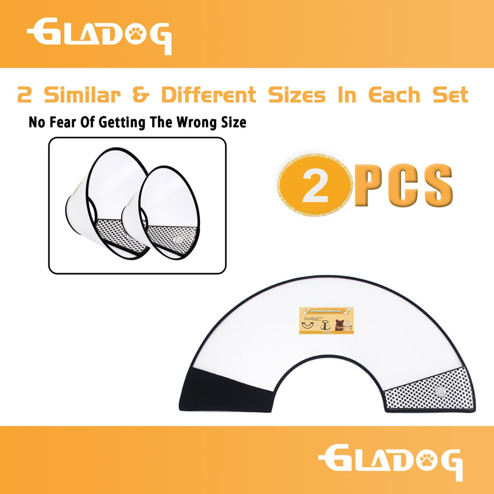 GLADOG Elizabethan collar with soft edges for comfortable wear during healing.
