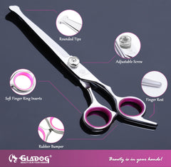 GLADOG curved scissors for smooth body shaping during grooming