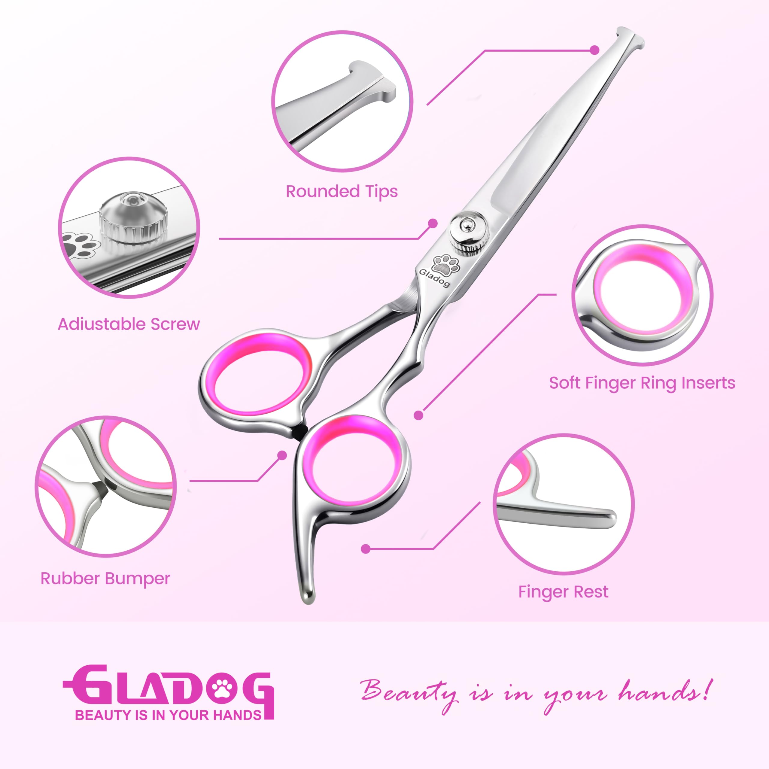 GLADOG thinning shear reduces bulk while preserving coat texture.