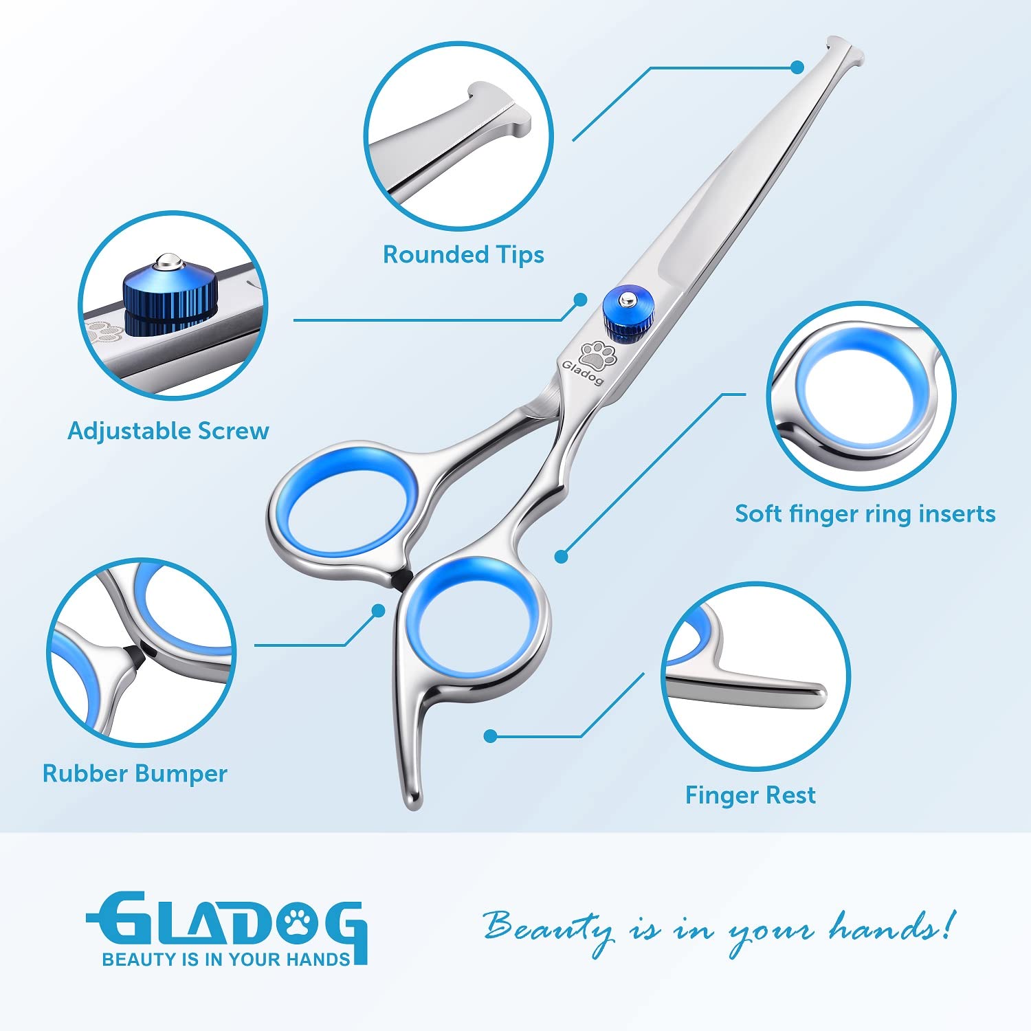 GLADOG straight scissors capture clean lines for body trimming