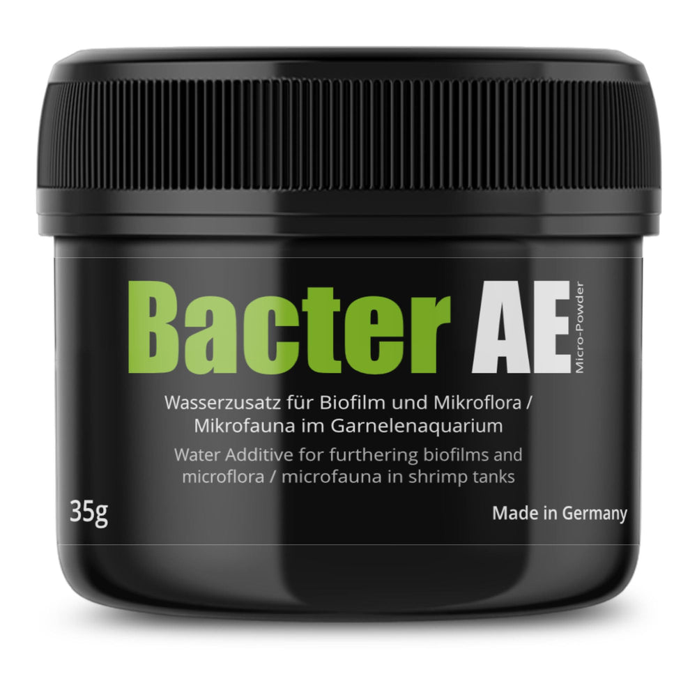GlasGarten Bacter AE powder additive dissolving in a shrimp tank to support water health