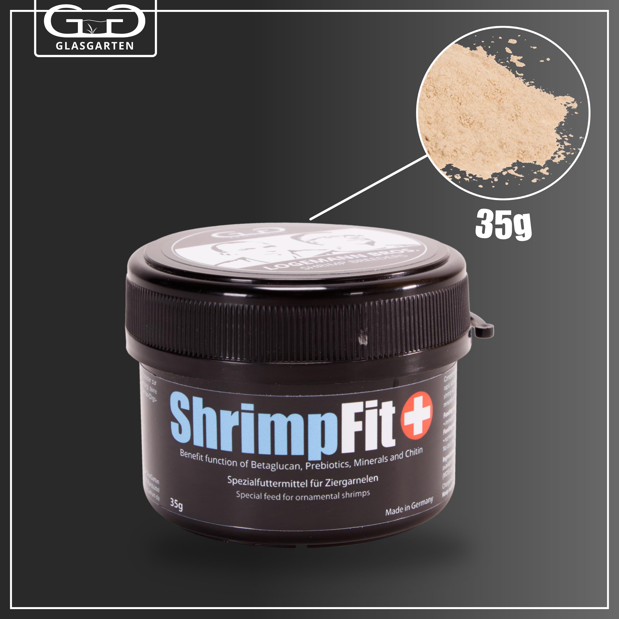 GlasGarten ShrimpFit dosing spoon for precise feeding in tanks.