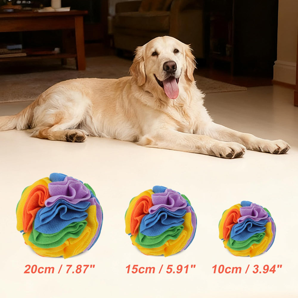 GLIDESMOOTH snuffle ball's colorful design attracts dogs and reduces boredom.