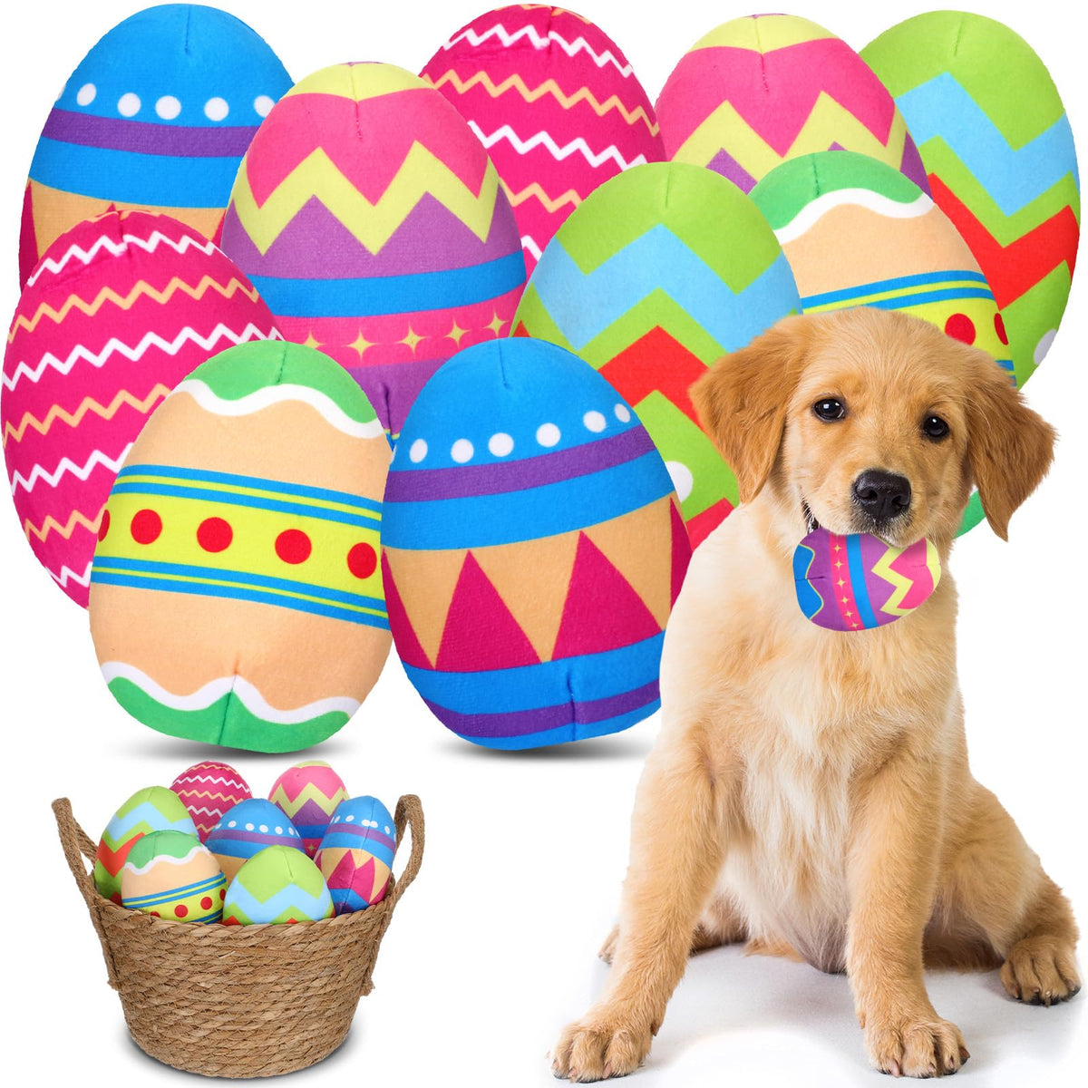 Glimin Easter egg toy in green, engaging play and squeak for dogs.