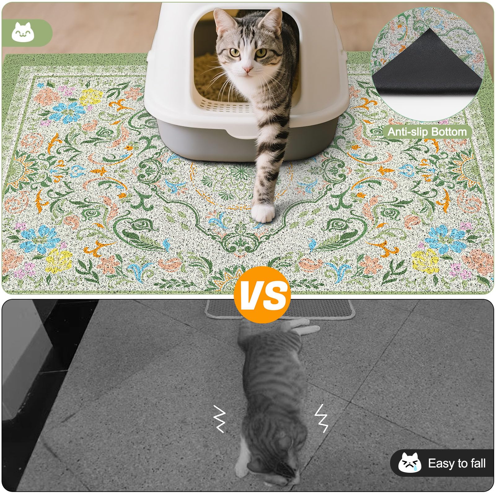 Glittme mat 33x22 inch coverage under litter box