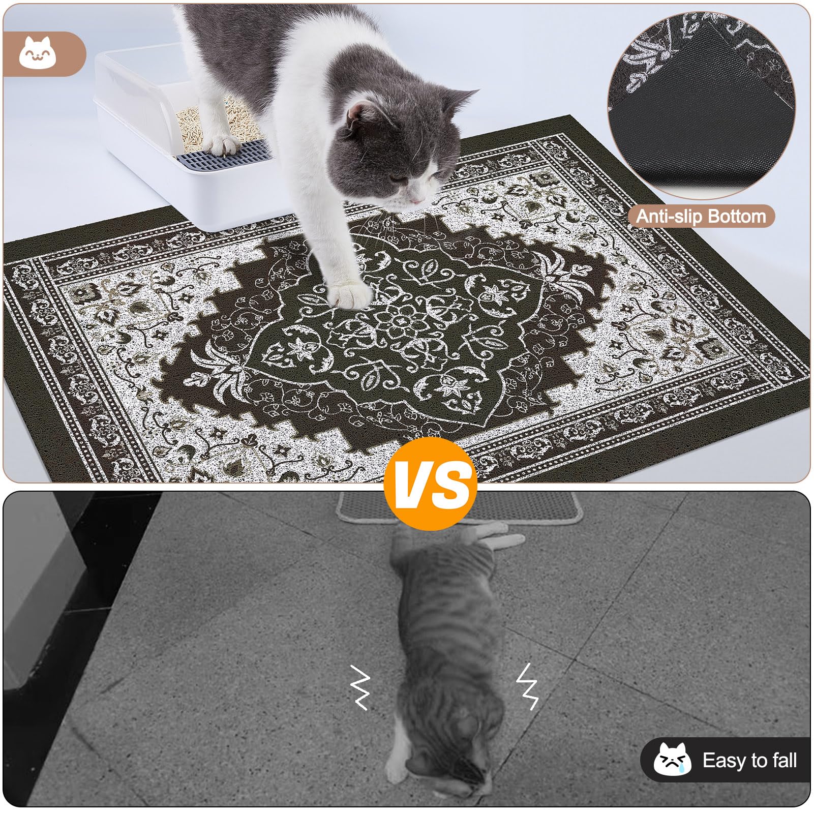 Glittme mat measures 40x30 inches, covering large floor area.