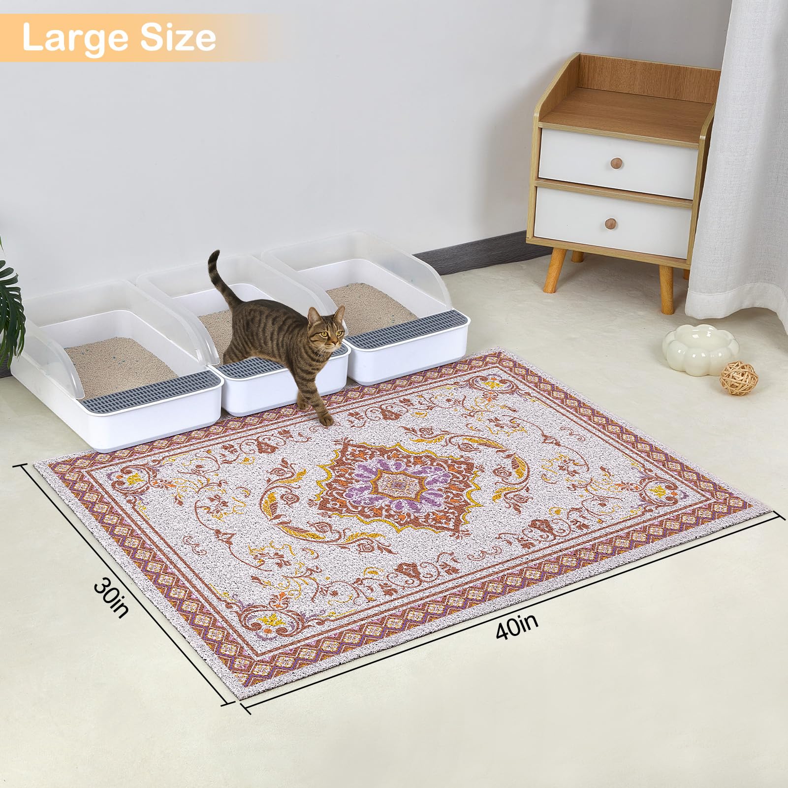 Glittme cat litter mat 40x30 inches offering ample coverage for large boxes.