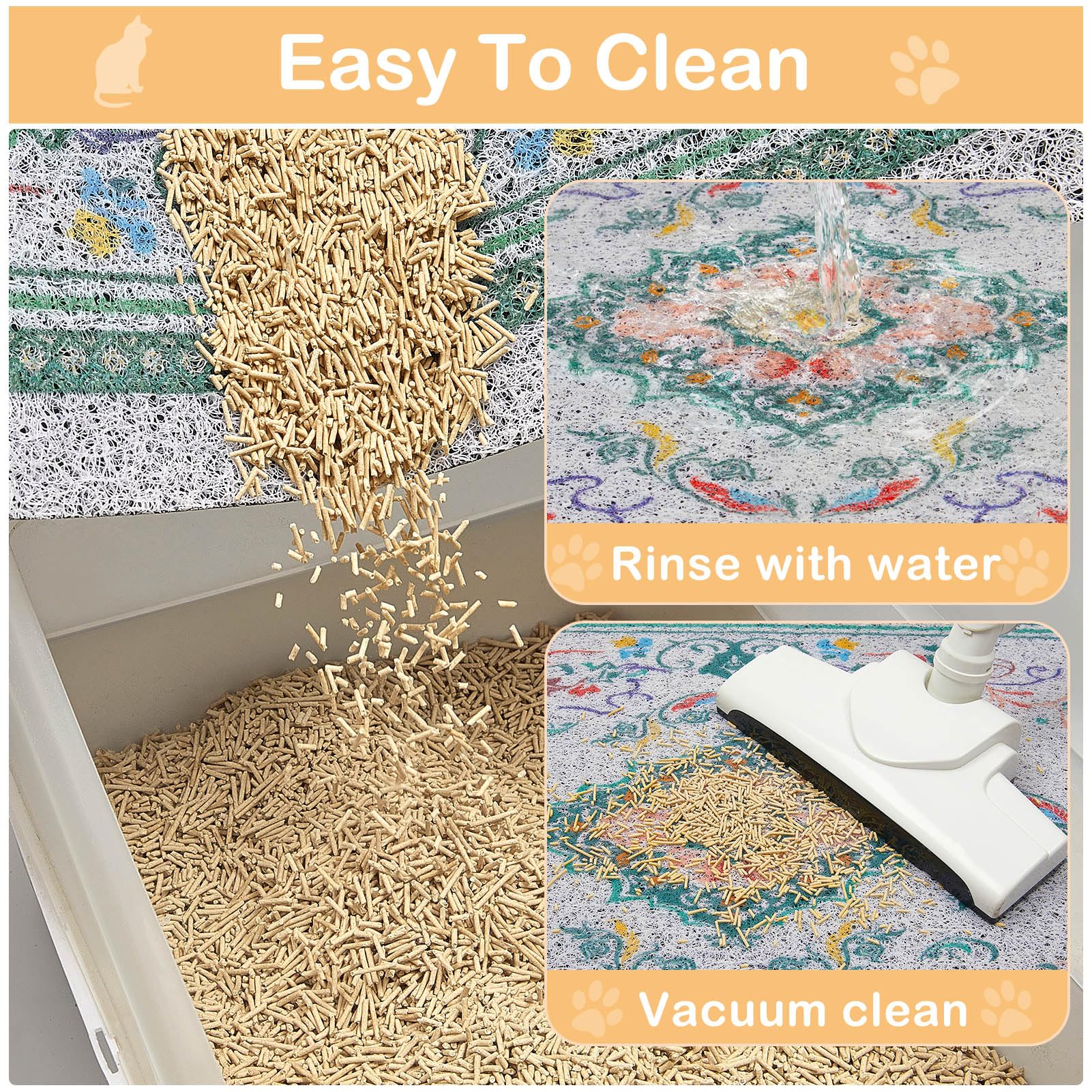 Glittme cat litter mat bright patterns suit home decor and active cats.