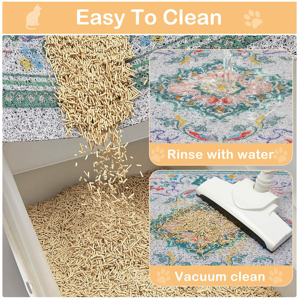 Glittme cat litter mat bright patterns suit home decor and active cats.