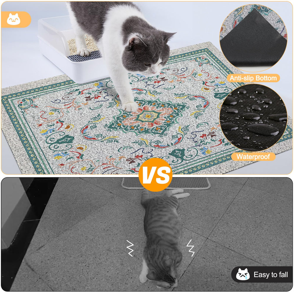 Glittme cat litter mat dense mesh design traps litter and reduces scatter.