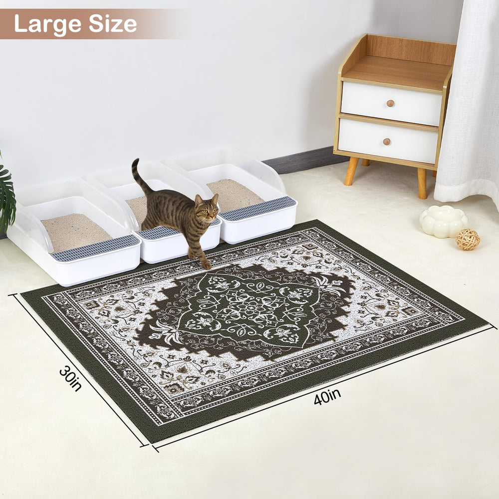 Glittme litter mat with high-density mesh traps litter efficiently.