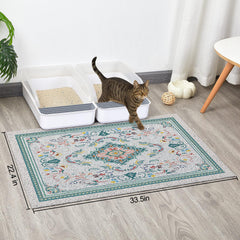 Glittme cat litter mat non-slip bottom keeps the litter box in place.