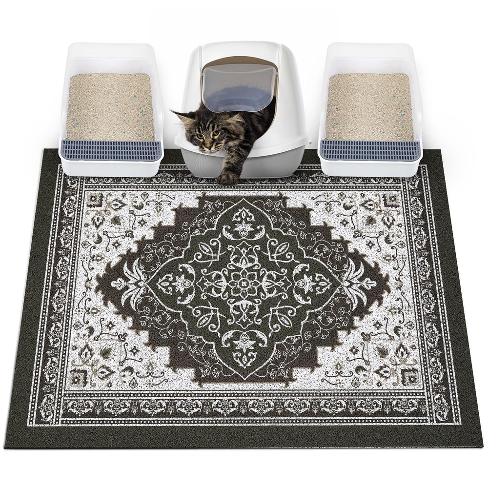 Glittme Cat Litter Mat with non-slip bottom keeps litter contained.