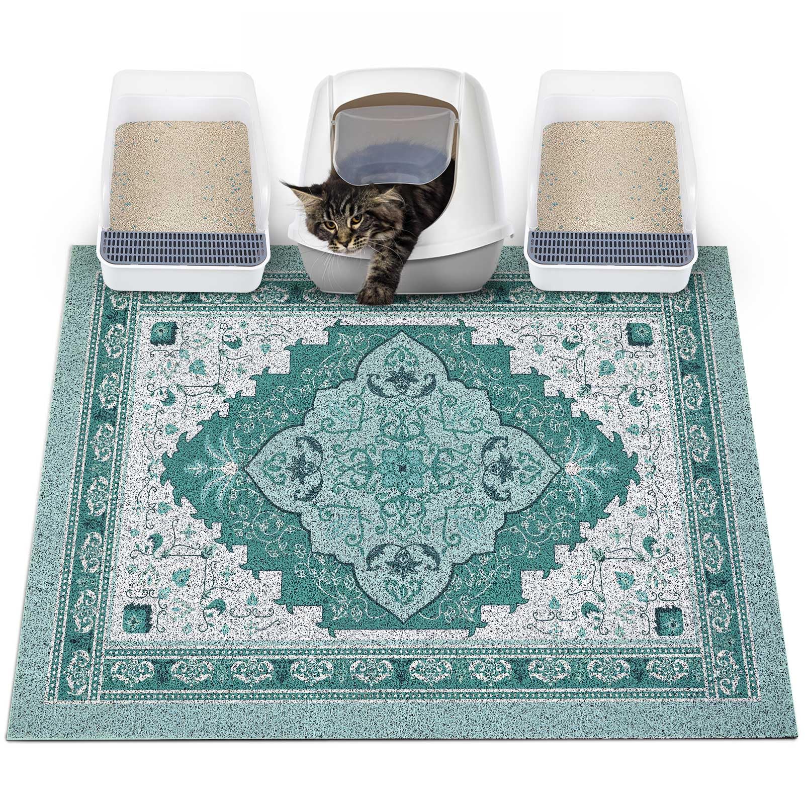 Glittme cat litter mat with non-slip bottom for steady placement and cleaner floors.