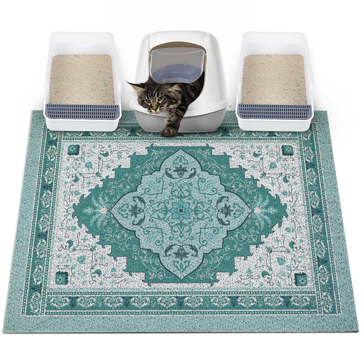 Glittme cat litter mat with non-slip bottom for steady placement and cleaner floors.