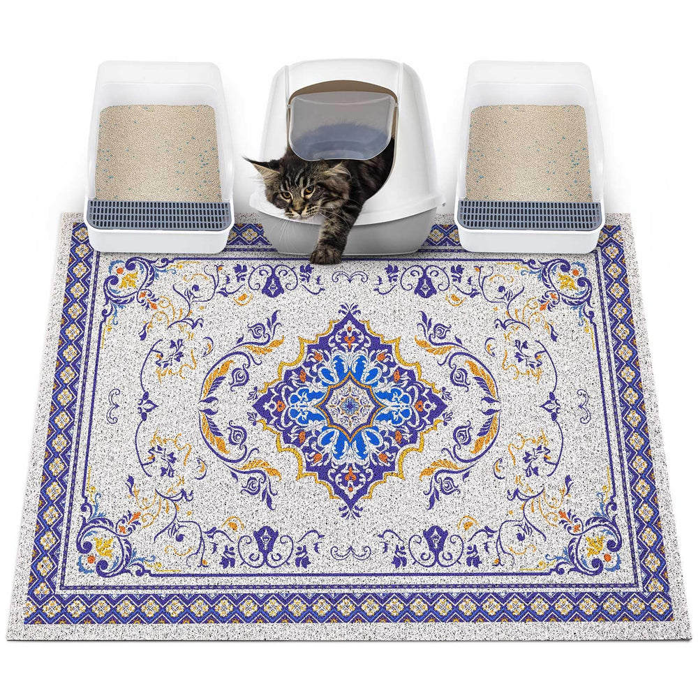 Glittme cat litter mat with non-slip bottom keeps areas mess-free
