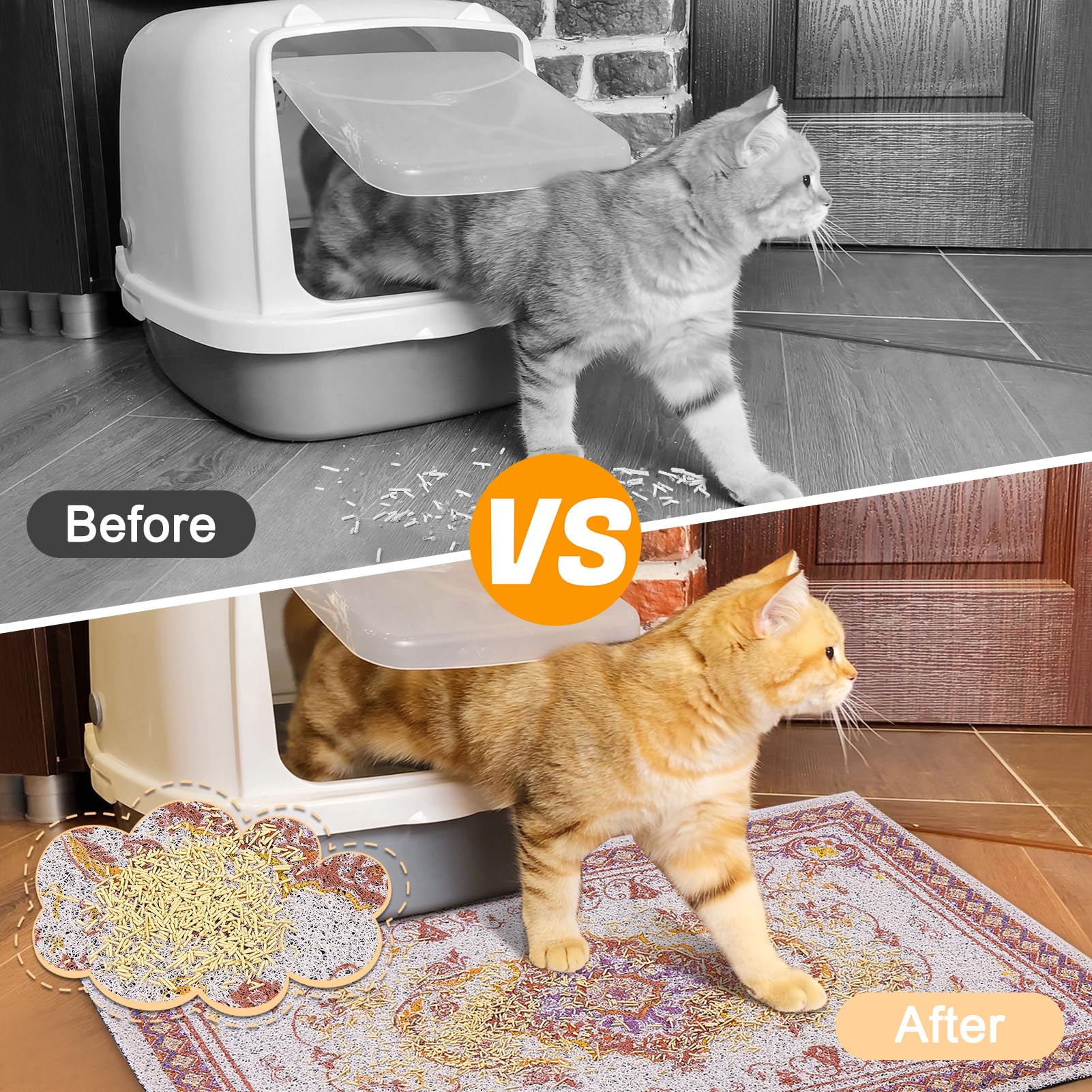 Glittme soft PVC litter mat provides paw-friendly comfort