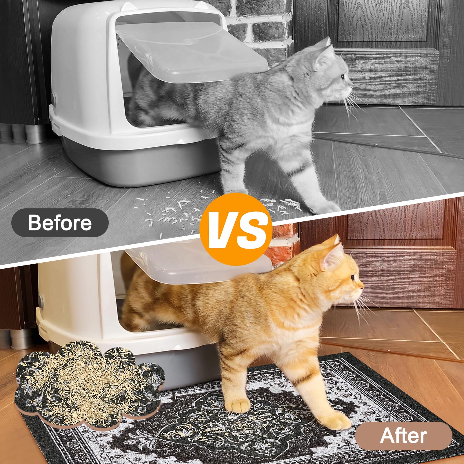 Glittme cat litter mat made of soft PVC for paw comfort.