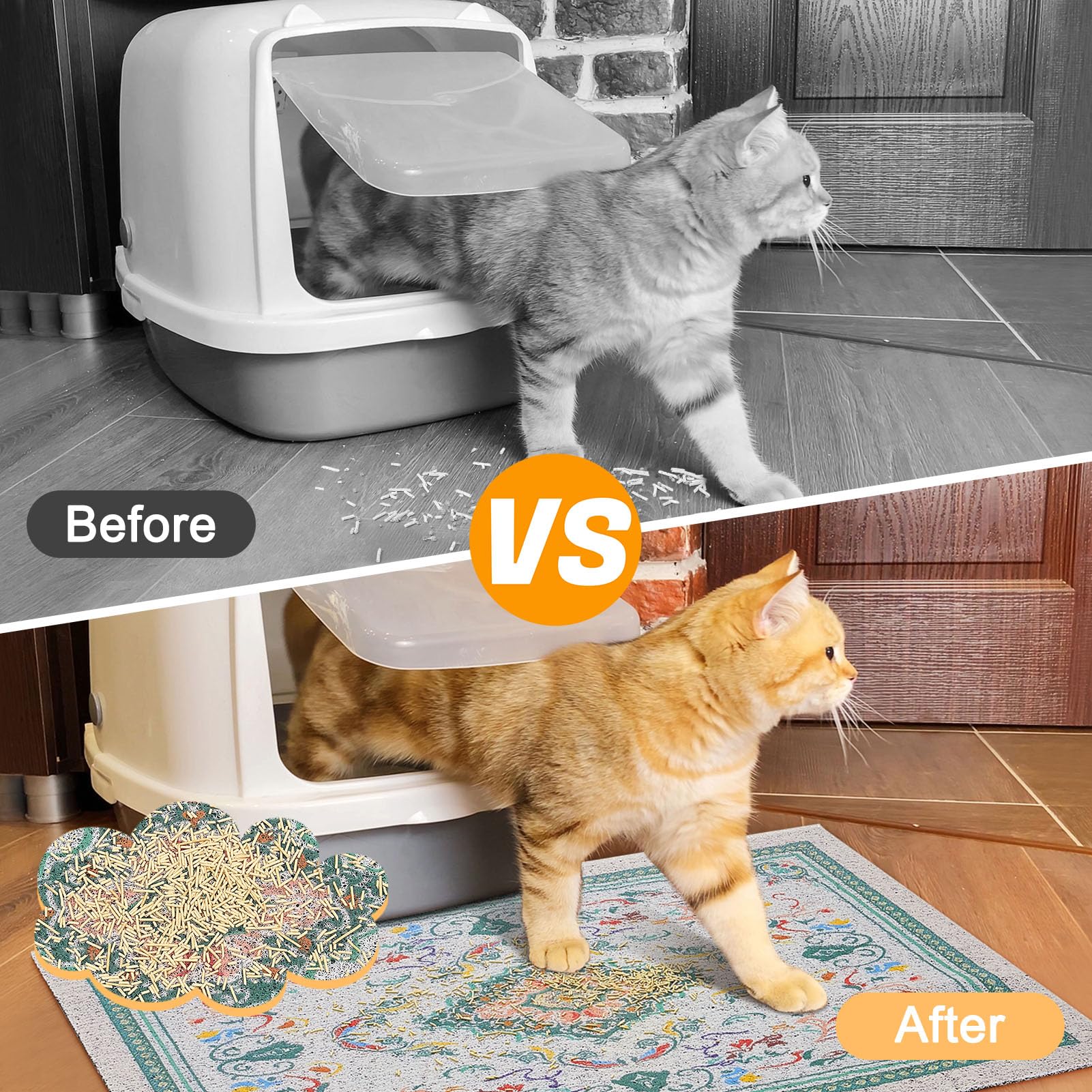 Glittme cat litter mat waterproof bottom prevents floor leaks.