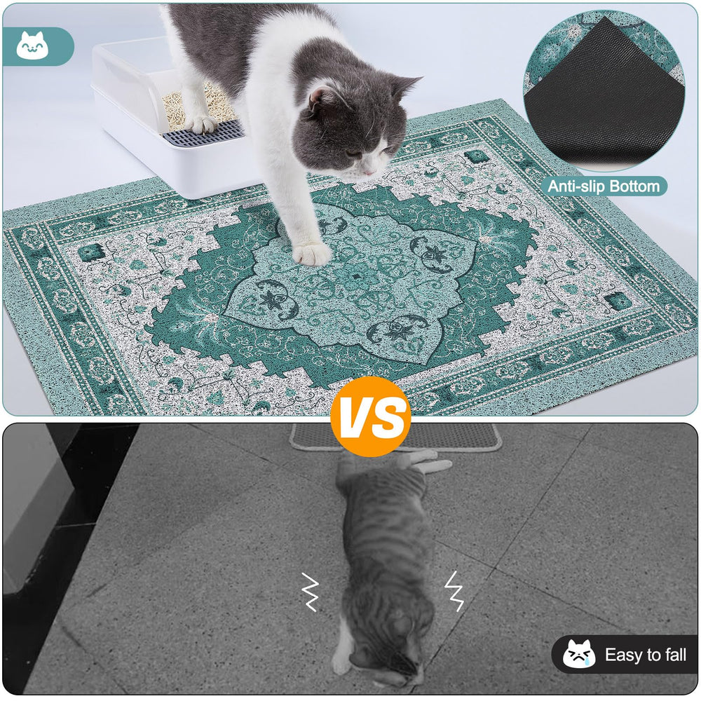 Glittme easy-clean litter mat can be vacuumed or rinsed for quick refresh.