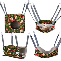 Glittme ferret hammock 4pack setup inside cage for versatile rest and play.