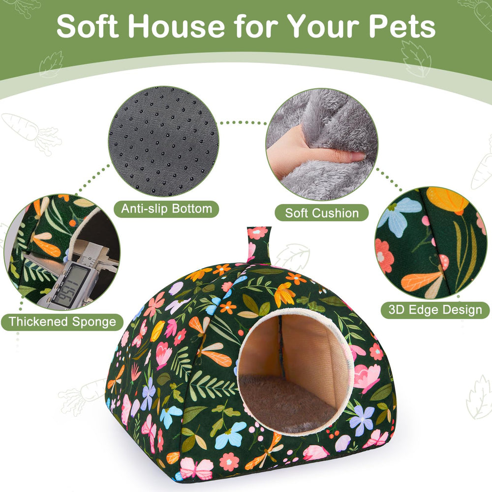 Glittme guinea pig hideout compact 9.1 by 9.1 inch size fits small pets.