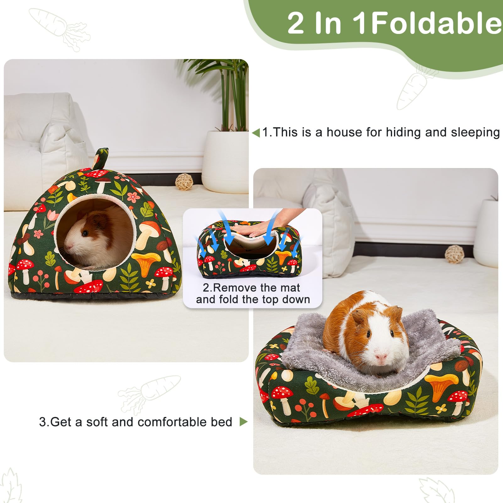 Glittme guinea pig hideout soft plush interior for warm comfort