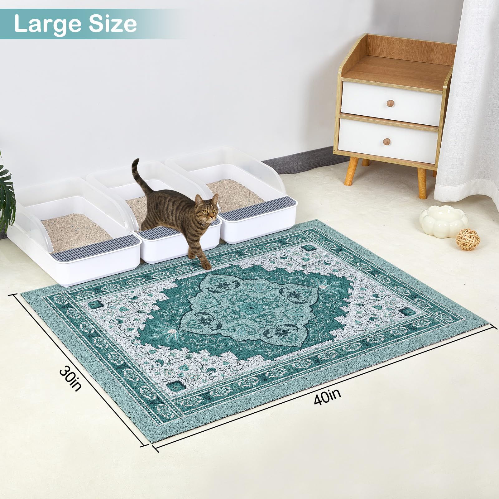 Glittme XL 40x30 inch litter mat designed to fit under large litter boxes.