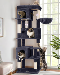 Globlazer Corner Cat Tree shows a tall 66-inch design ideal for multi-cat lounging.