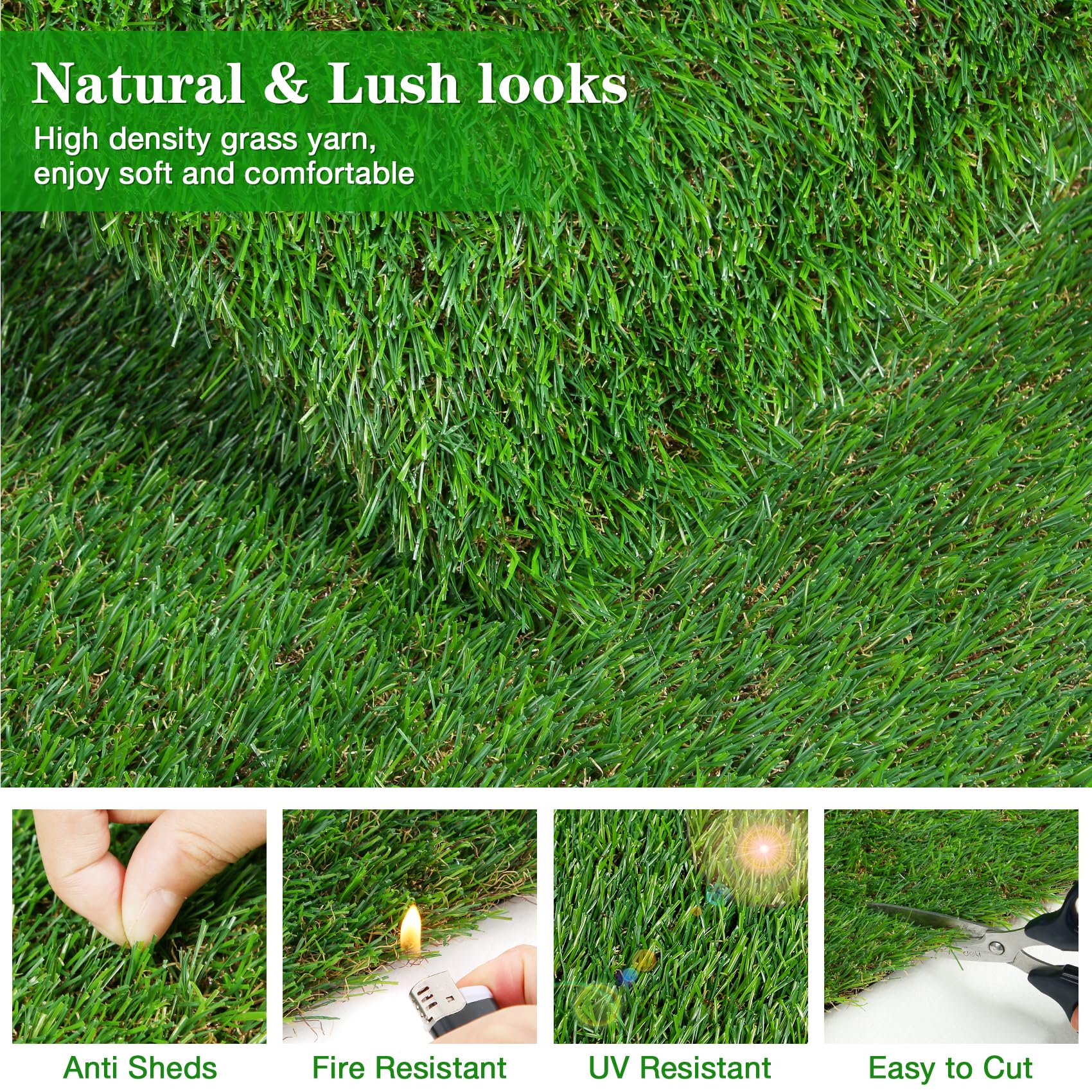 GLOBREEN 1-inch pile turf close-up, showing realistic texture and dense fibers.