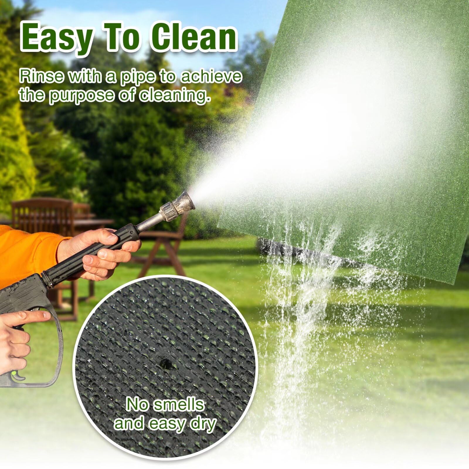 GLOBREEN waterproof turf designed for easy cleaning.