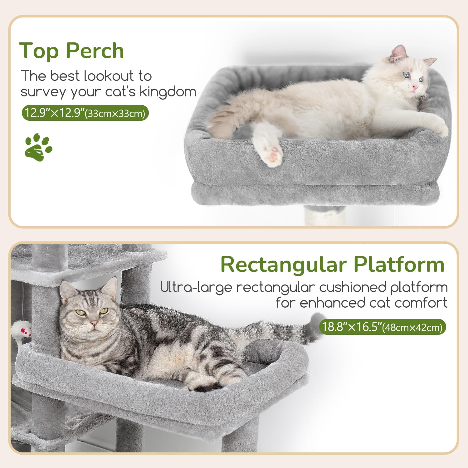 Globlazer cat tree perches offer plush comfort for extended naps