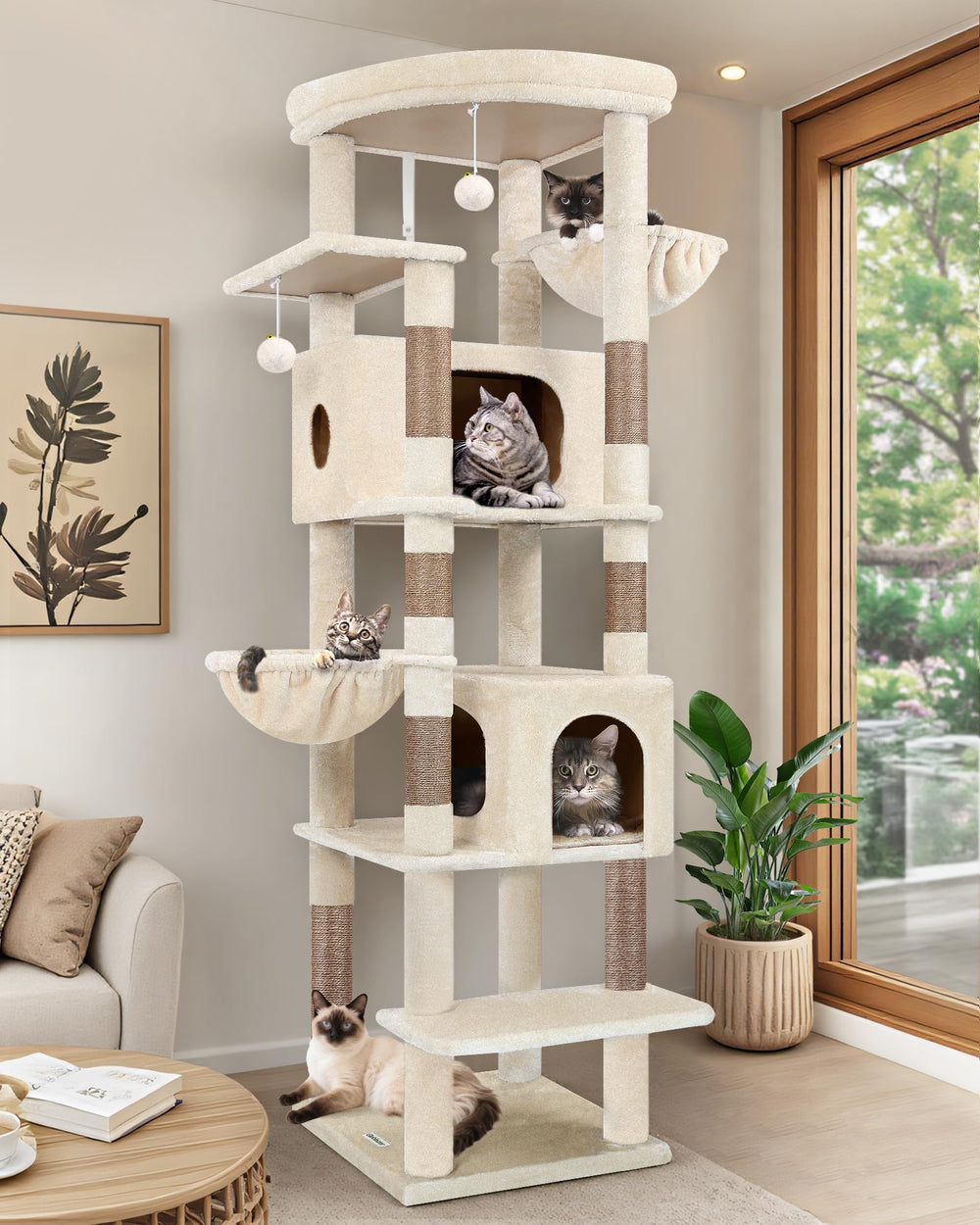 Globlazer 74in cat tree base offers stable support for large indoor cats.