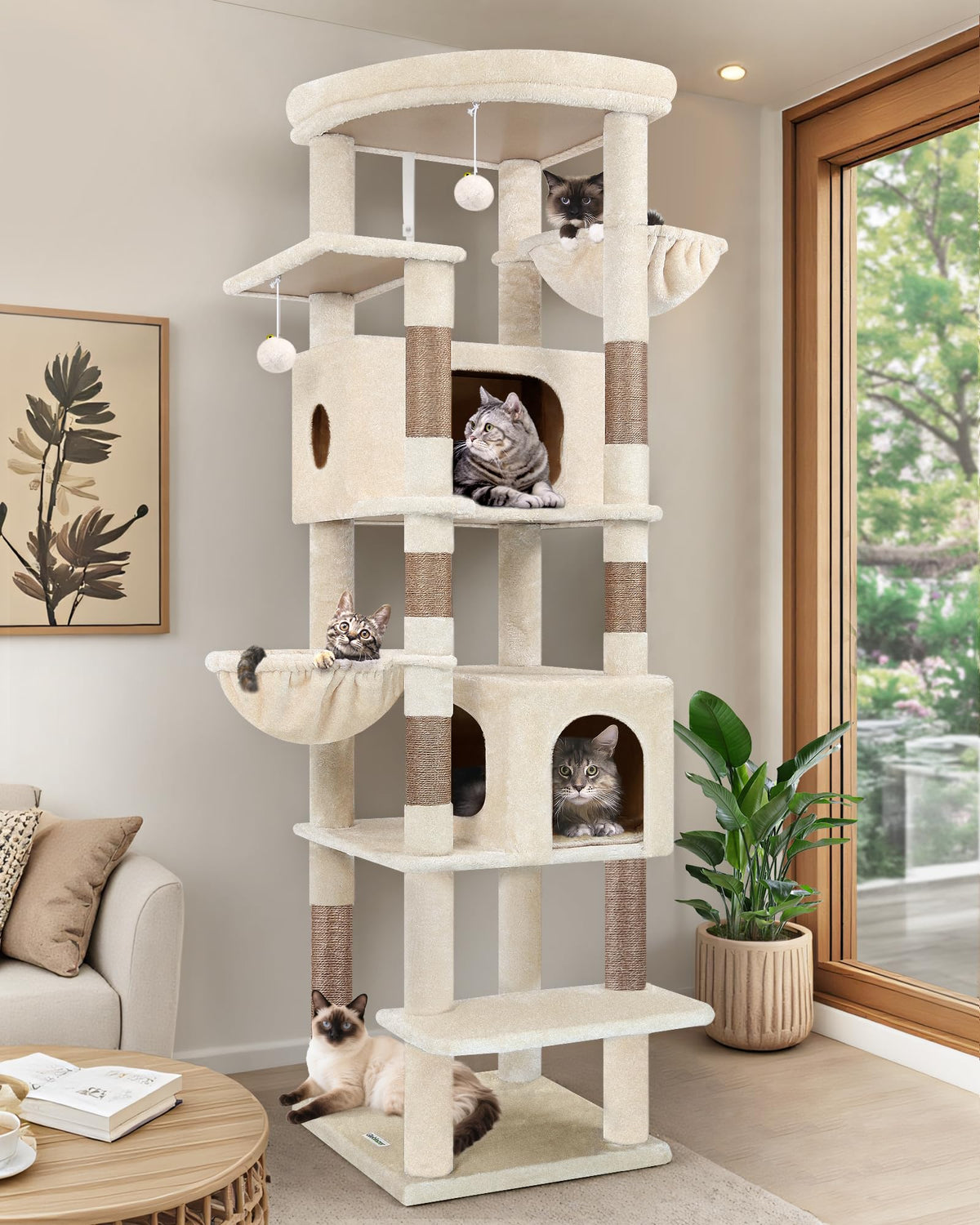 Globlazer 74in cat tree base offers stable support for large indoor cats.