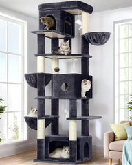Globlazer 80-inch cat tree top platform provides a spacious high perch for big cats.