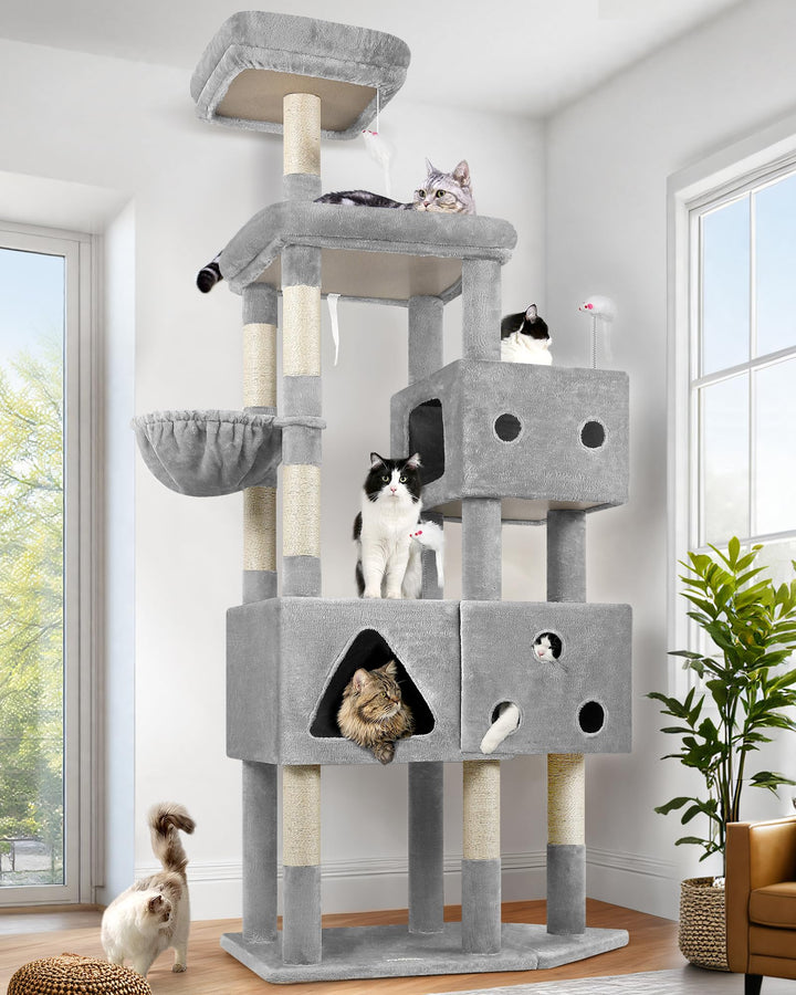 Globlazer 81-inch cat tower offers elevated space for large cats to perch.