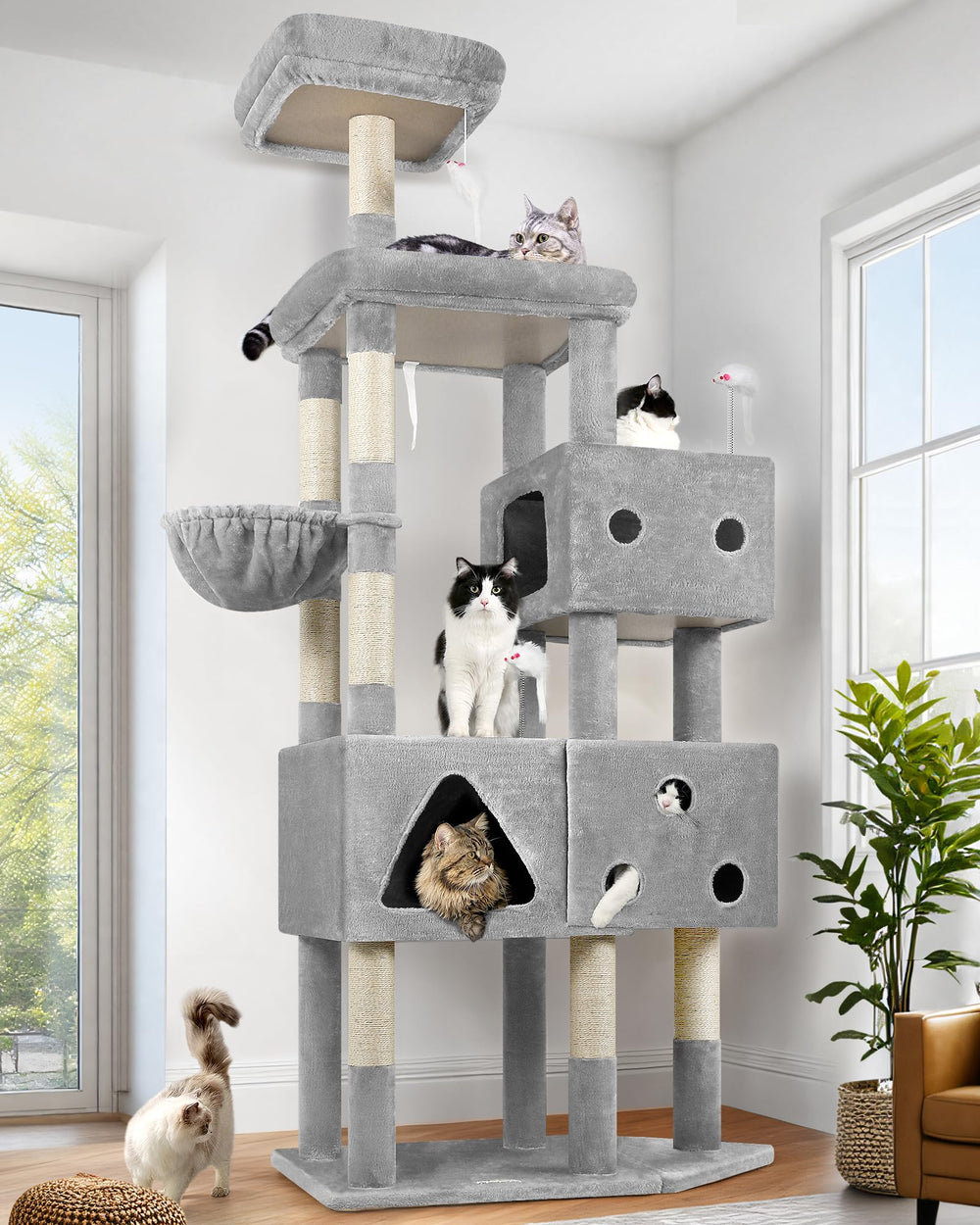 Globlazer 81-inch cat tower offers elevated space for large cats to perch.