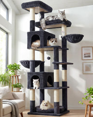 Globlazer 81-inch cat tree top platform for elevated lounging and safe vantage points.