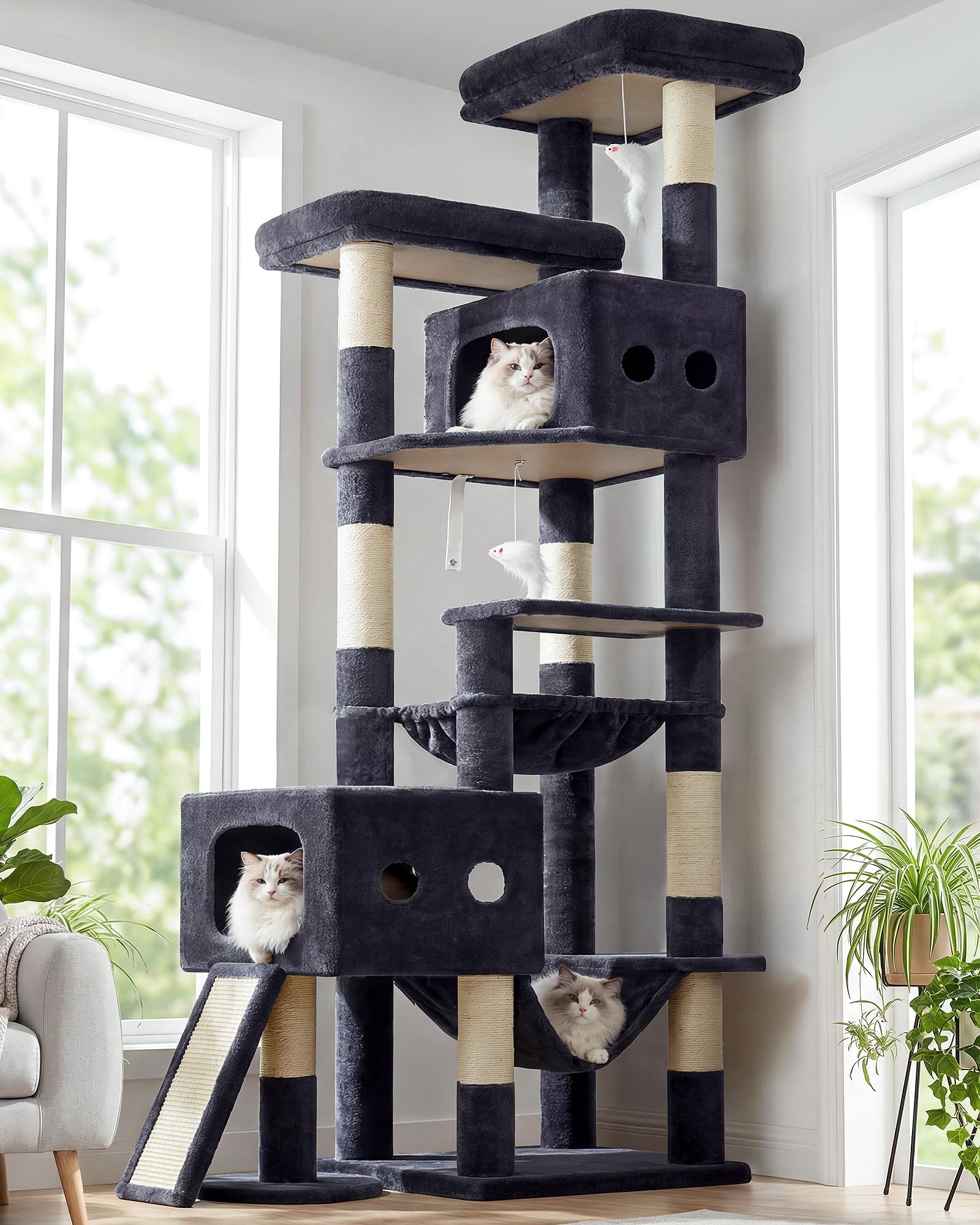 Globlazer 83-inch cat tower overview for high vantage observation.