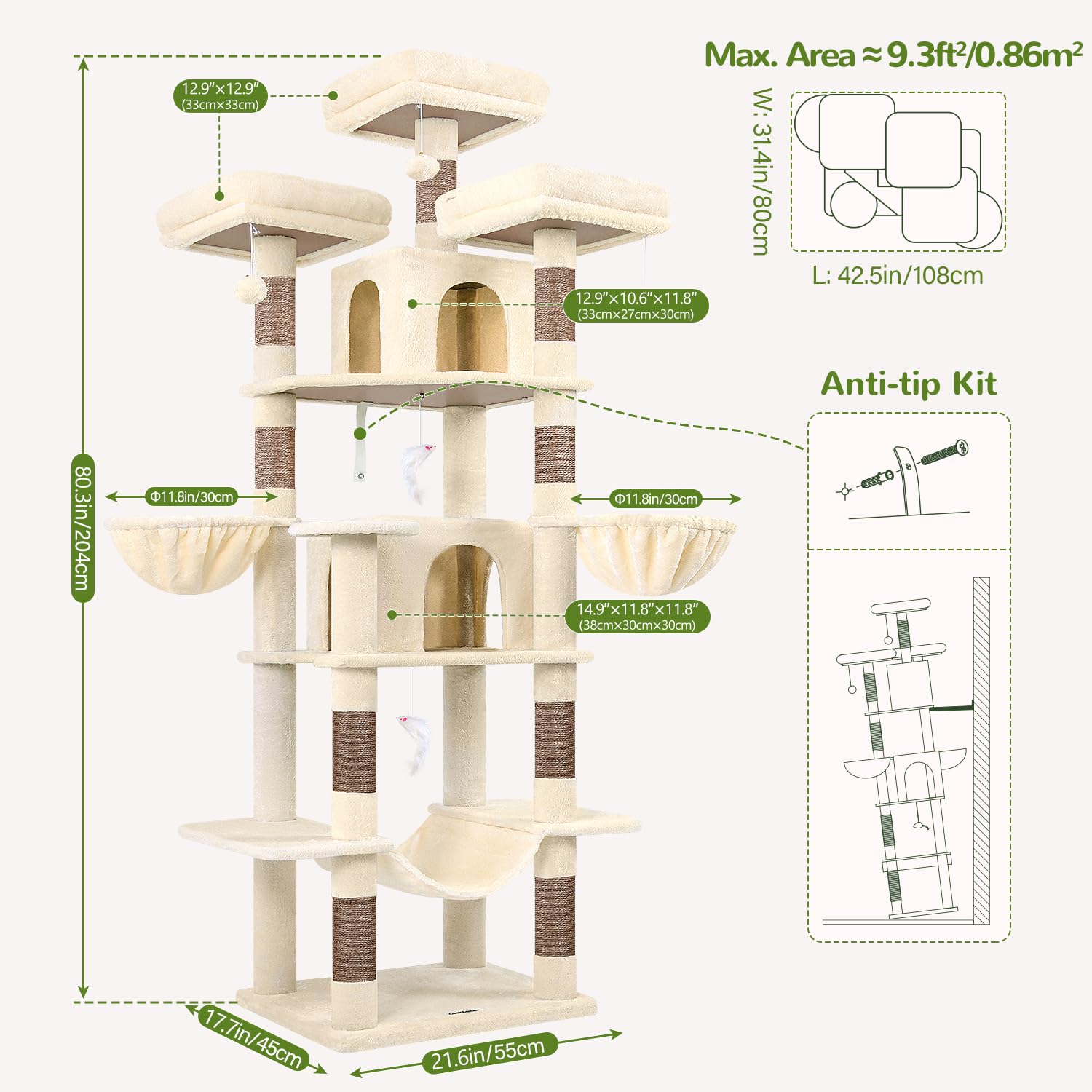 Globlazer Big Cat Tower beige color blends with home decor.