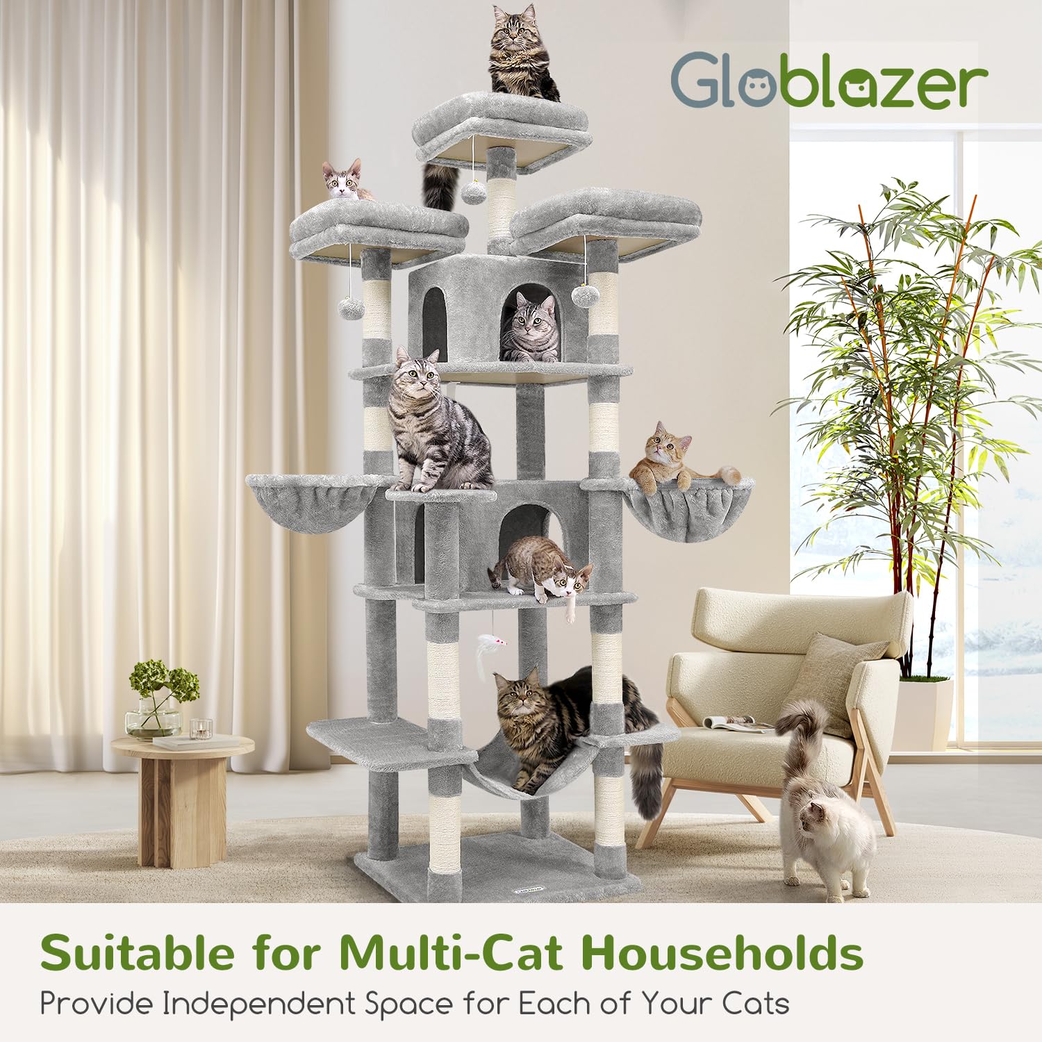 Globlazer Big Cat Tower hanging baskets add extra lounging options for cats