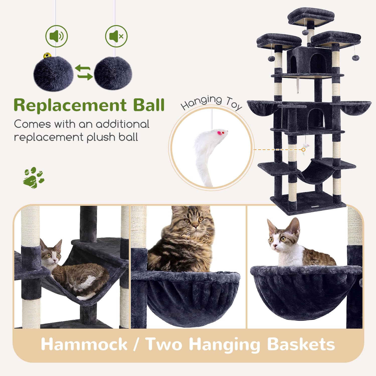 Globlazer Big Cat Tower reinforced base reduces wobble during play
