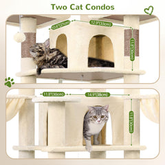 Globlazer Big Cat Tower spacious condos give cats private retreat and rest.