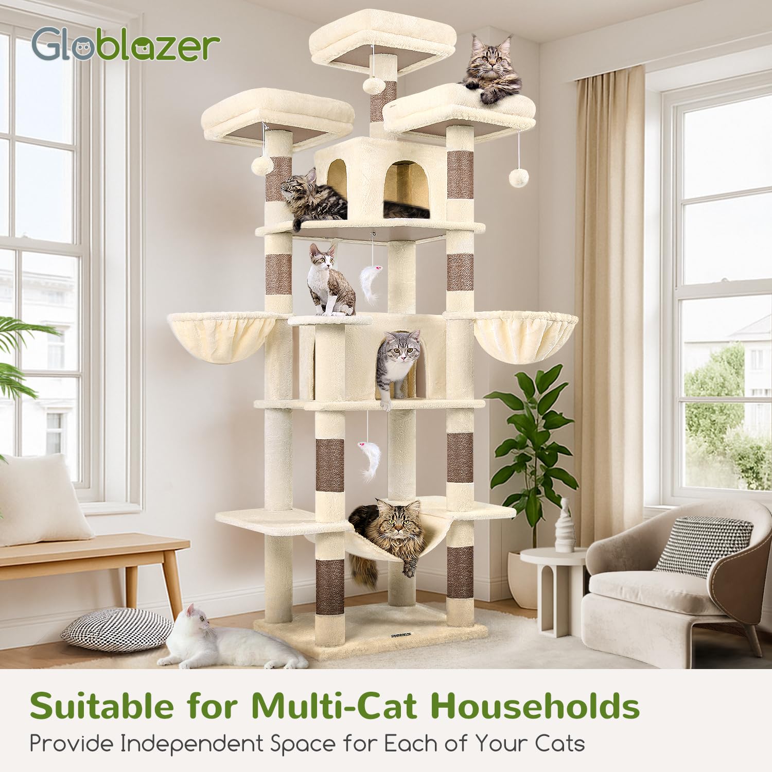 Globlazer Big Cat Tower reinforced base enhances stability during jumps.