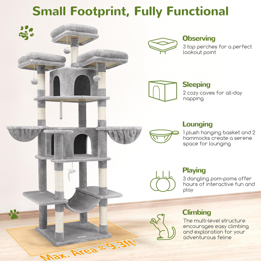 Globlazer Big Cat Tower top perches offer elevated viewpoints for curious indoor cats